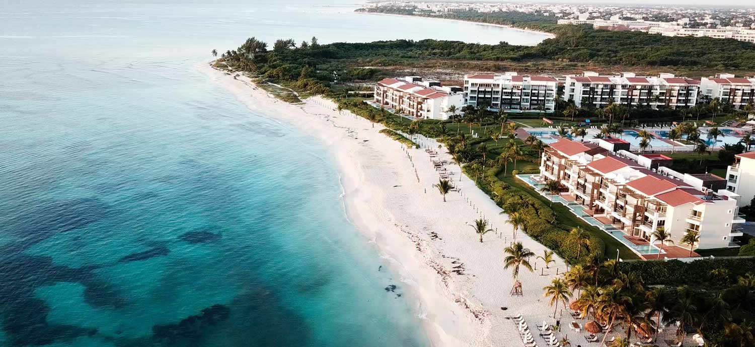 A beach side resort in a tropical setting