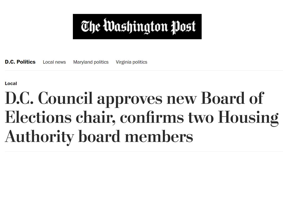 D.C. Council approves new Board of Elections chair, confirms two Housing Authority board members